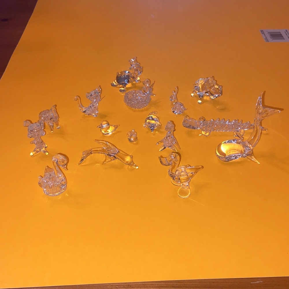 15 Vintage hand blown glass figurines- purchased at Sea World CA Late 70’s-80’s